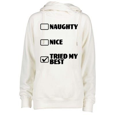 Tried My Best, Funny Check List Design Womens Funnel Neck Pullover Hood