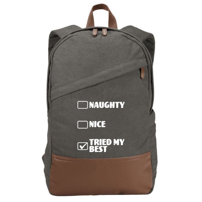 Tried My Best, Funny Check List Design Cotton Canvas Backpack