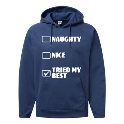 Tried My Best, Funny Check List Design Performance Fleece Hoodie