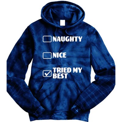 Tried My Best, Funny Check List Design Tie Dye Hoodie