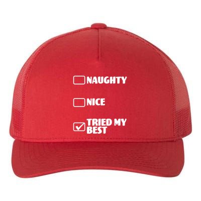 Tried My Best, Funny Check List Design Yupoong Adult 5-Panel Trucker Hat