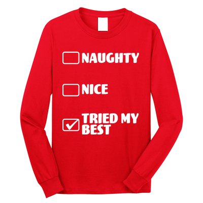 Tried My Best, Funny Check List Design Long Sleeve Shirt