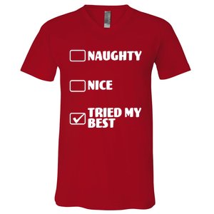 Tried My Best, Funny Check List Design V-Neck T-Shirt