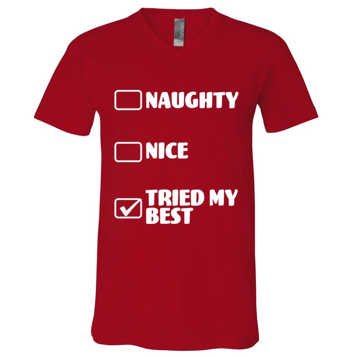 Tried My Best, Funny Check List Design V-Neck T-Shirt