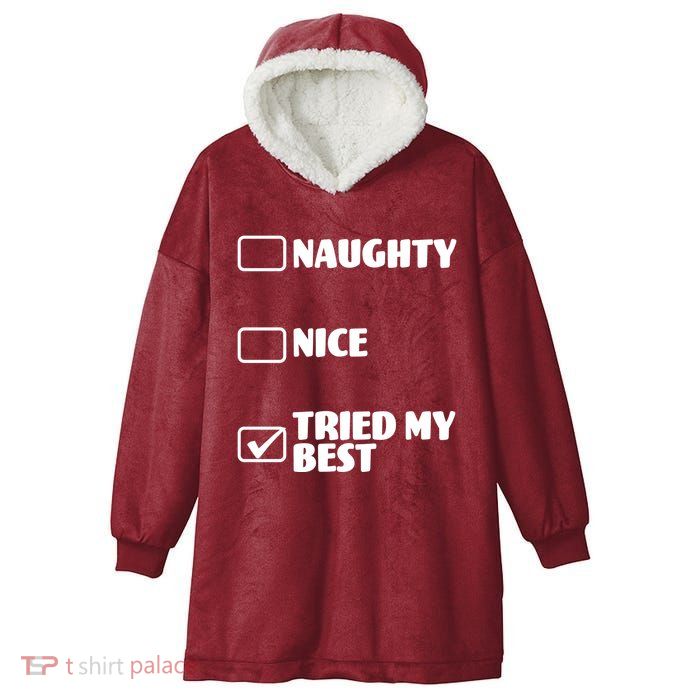 Tried My Best, Funny Check List Design Hooded Wearable Blanket
