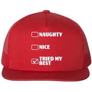 Tried My Best, Funny Check List Design Flat Bill Trucker Hat