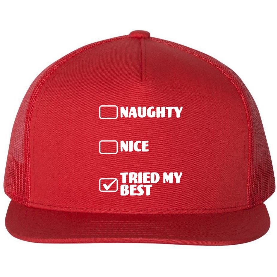Tried My Best, Funny Check List Design Flatbill Hat