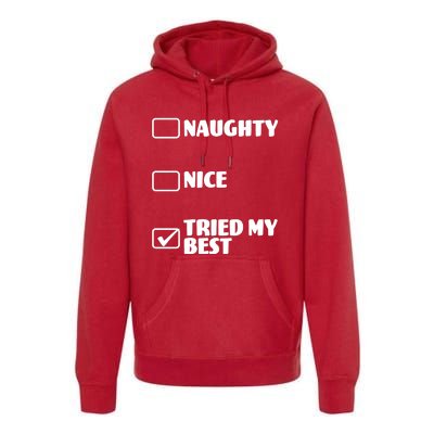 Tried My Best, Funny Check List Design Premium Hoodie