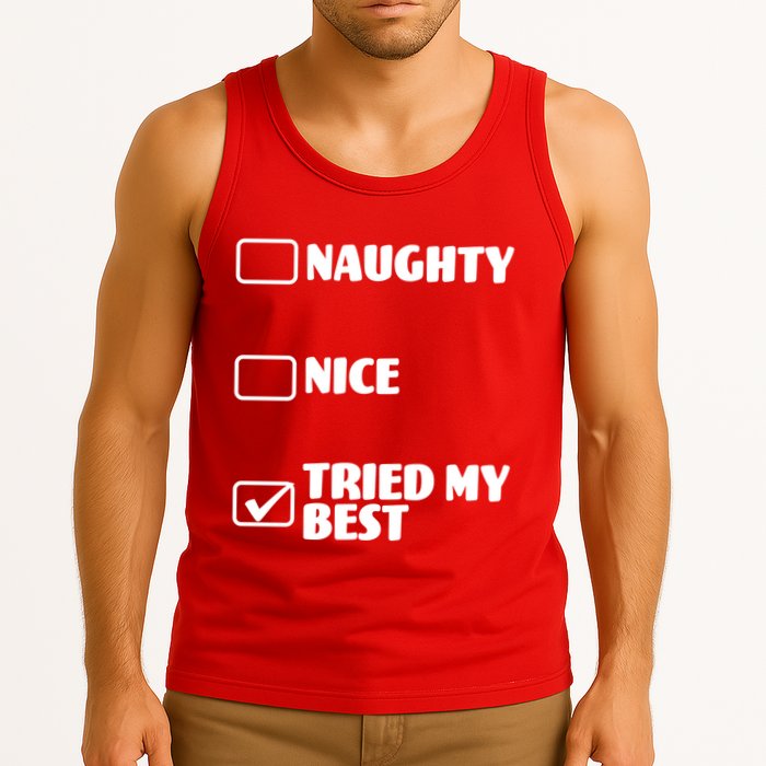 Tried My Best, Funny Check List Design Tank Top