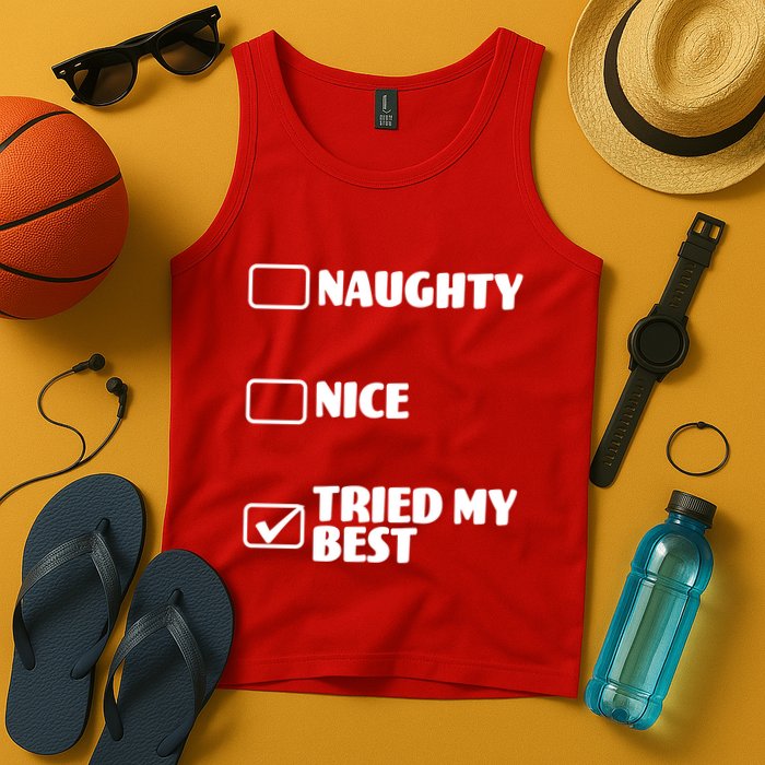 Tried My Best, Funny Check List Design Tank Top