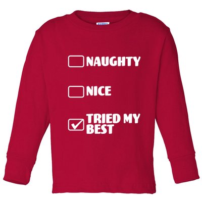 Tried My Best, Funny Check List Design Toddler Long Sleeve Shirt
