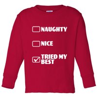 Tried My Best, Funny Check List Design Toddler Long Sleeve Shirt