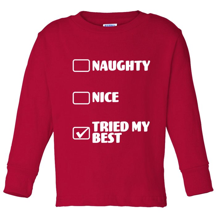 Tried My Best, Funny Check List Design Toddler Long Sleeve Shirt