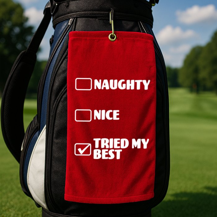 Tried My Best, Funny Check List Design Golf Towel