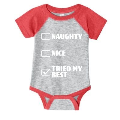 Tried My Best, Funny Check List Design Infant Baby Jersey Bodysuit