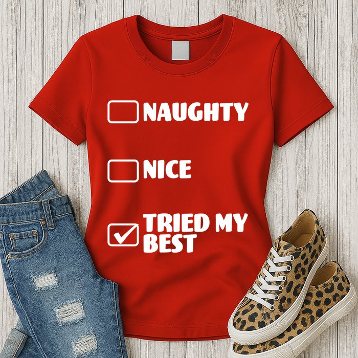 Tried My Best, Funny Check List Design Womens T-Shirt
