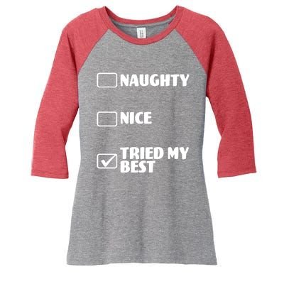 Tried My Best, Funny Check List Design Women's Tri-Blend 3/4-Sleeve Raglan Shirt