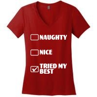 Tried My Best, Funny Check List Design Women's V-Neck T-Shirt