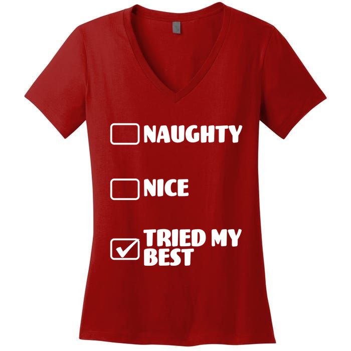 Tried My Best, Funny Check List Design Women's V-Neck T-Shirt