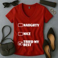 Tried My Best, Funny Check List Design Women's V-Neck T-Shirt