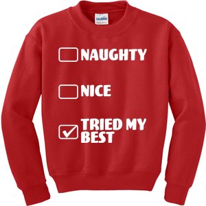 Tried My Best, Funny Check List Design Kids Sweatshirt