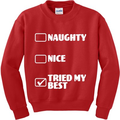 Tried My Best, Funny Check List Design Kids Sweatshirt