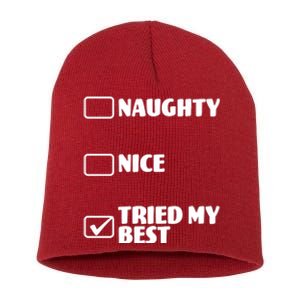 Tried My Best, Funny Check List Design Short Acrylic Beanie