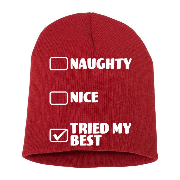 Tried My Best, Funny Check List Design Short Acrylic Beanie