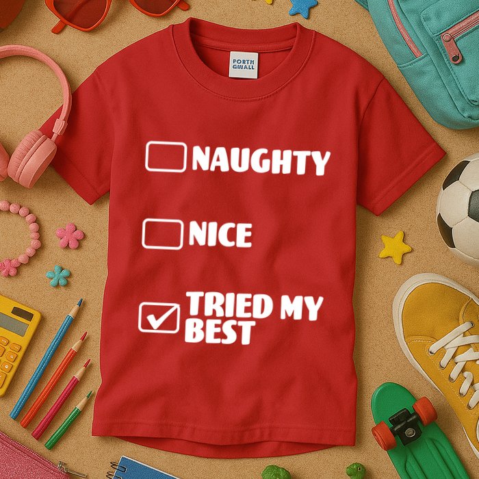 Tried My Best, Funny Check List Design Kids T-Shirt