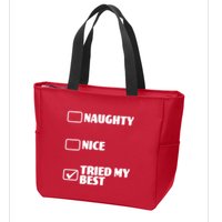 Tried My Best, Funny Check List Design Zip Tote Bag