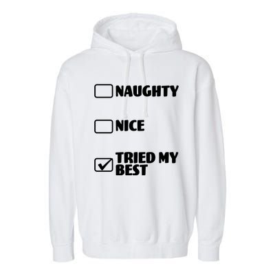 Tried My Best, Funny Check List Design Garment-Dyed Fleece Hoodie