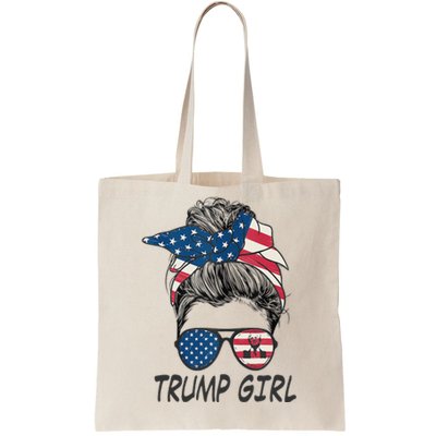 Trump Messy Bun American Flag  Tote Bag