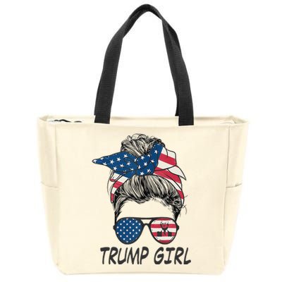 Trump Messy Bun American Flag  Zip Tote Bag