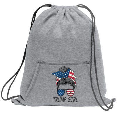 Trump Messy Bun American Flag  Sweatshirt Cinch Pack Bag