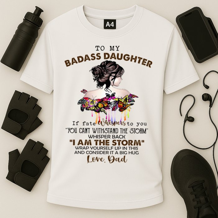 To My Badass Daughter If Fate Whispers To You You ... Dad Performance Shirt