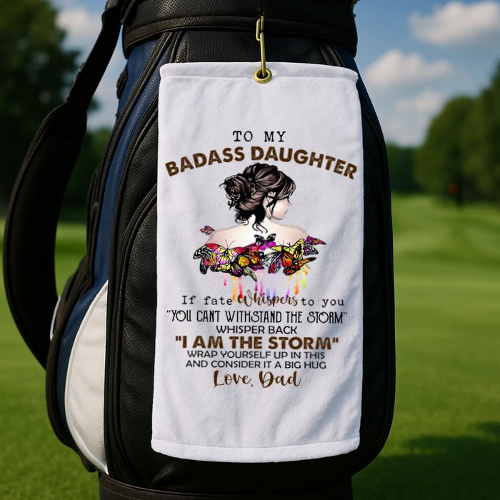 To My Badass Daughter If Fate Whispers To You You ... Dad Golf Towel