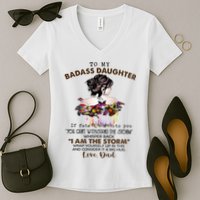 To My Badass Daughter If Fate Whispers To You You ... Dad Women's V-Neck T-Shirt