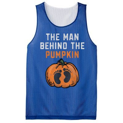 The Man Behind The Pumpkin Dad Halloween Pregnancy Reveal Mesh Reversible Basketball Jersey Tank