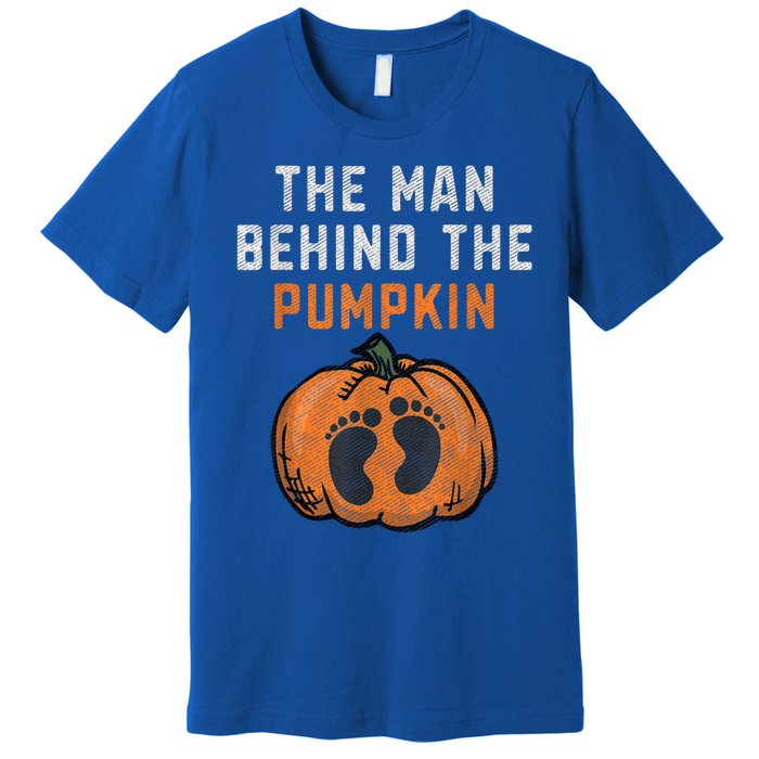 The Man Behind The Pumpkin Dad Halloween Pregnancy Reveal Premium T-Shirt