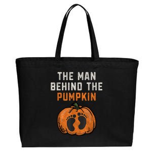 The Man Behind The Pumpkin Dad Halloween Pregnancy Reveal Cotton Canvas Jumbo Tote