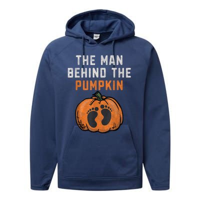 The Man Behind The Pumpkin Dad Halloween Pregnancy Reveal Performance Fleece Hoodie