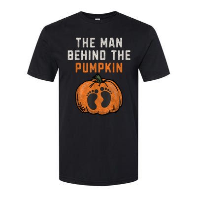 The Man Behind The Pumpkin Dad Halloween Pregnancy Reveal Softstyle CVC T-Shirt