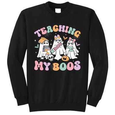 Teaching My Boos Cute Book Ghost Groovy Teacher Halloween Sweatshirt