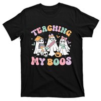 Teaching My Boos Cute Book Ghost Groovy Teacher Halloween T-Shirt