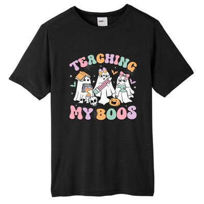 Teaching My Boos Cute Book Ghost Groovy Teacher Halloween Tall Fusion ChromaSoft Performance T-Shirt