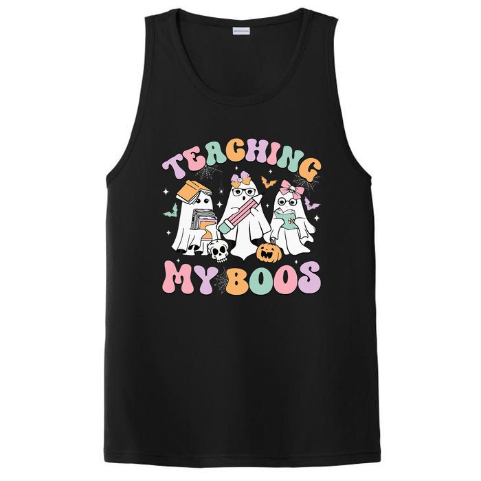 Teaching My Boos Cute Book Ghost Groovy Teacher Halloween PosiCharge Competitor Tank