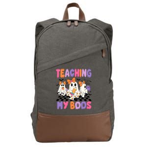 Teaching My Boos Coquette Ghost Teacher Cotton Canvas Backpack