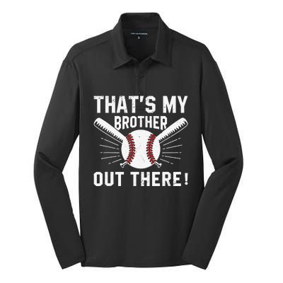 That's My Brother Out There Baseball Player Silk Touch Performance Long Sleeve Polo