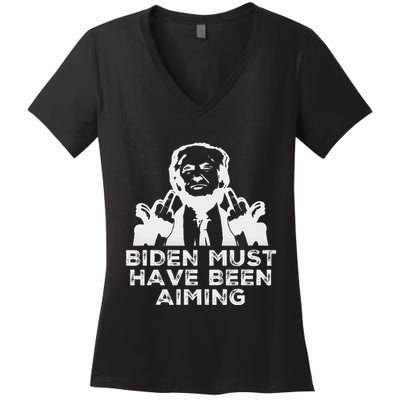 Trump Meme Butler Rally 2024 Bold Design Women's V-Neck T-Shirt