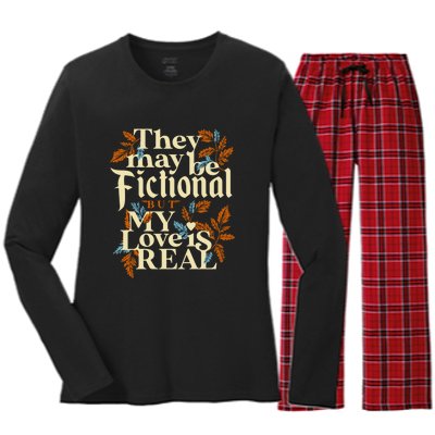 They May Be Fictional But My Love Is Real Women's Long Sleeve Flannel Pajama Set 